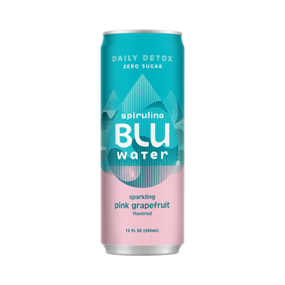 Pink Grapefruit Spirulina BLUwater- Naturally Blue Antioxidant Hydration Sparkling Spirulina Water - 6 pack